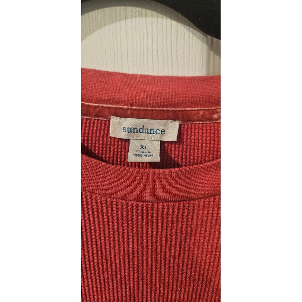 Sundance Thermal Waffle Knit Top Coral Velvet Cuff Button Sleeve Womens XL - Picture 2 of 5